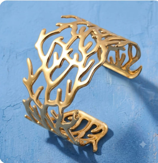 Gold-plated steel coral bracelet