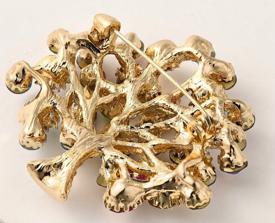 Broche árbol de la vida - reverso dorado con aguja de seguridad