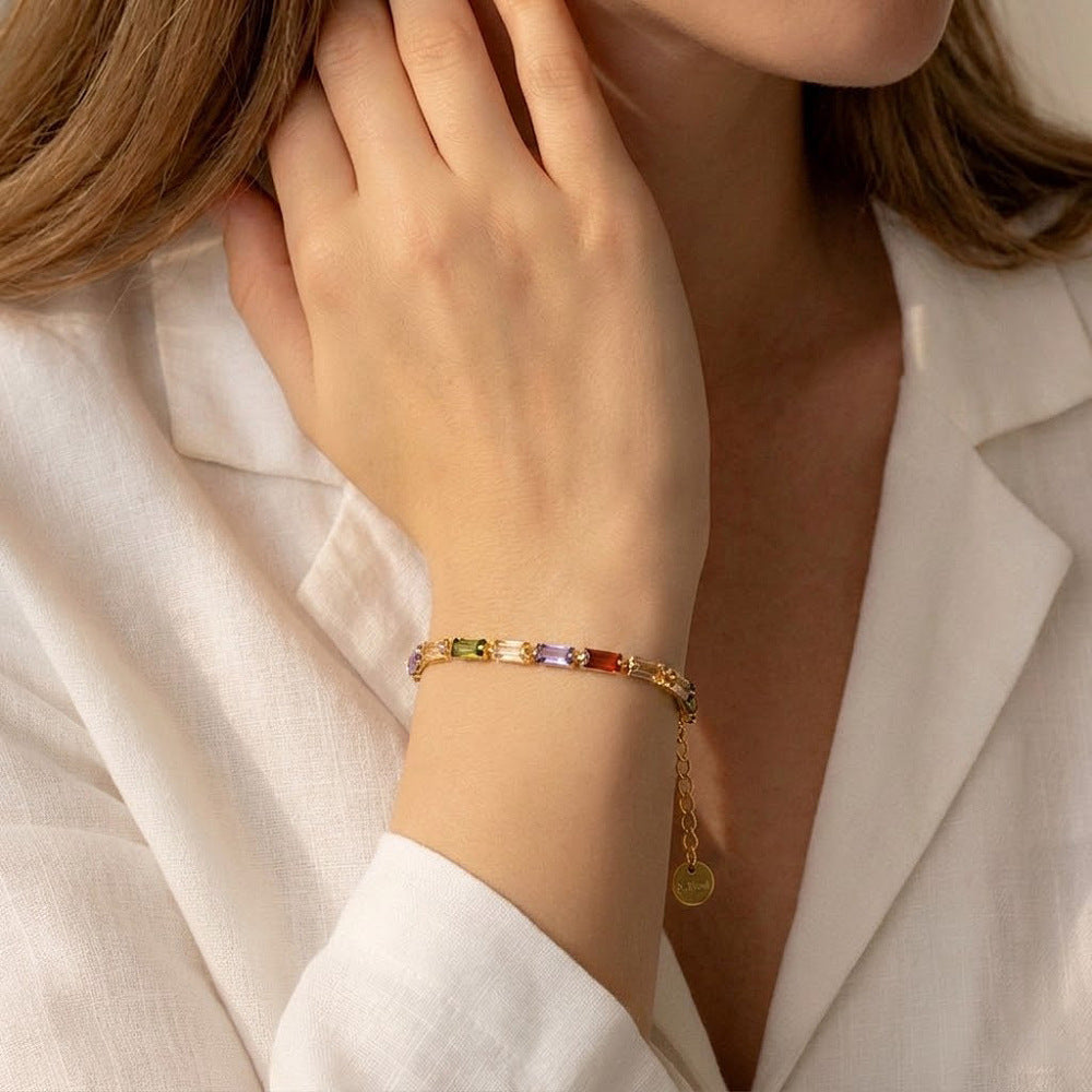 Pulsera de Cristales Multicolor Bañada en Oro