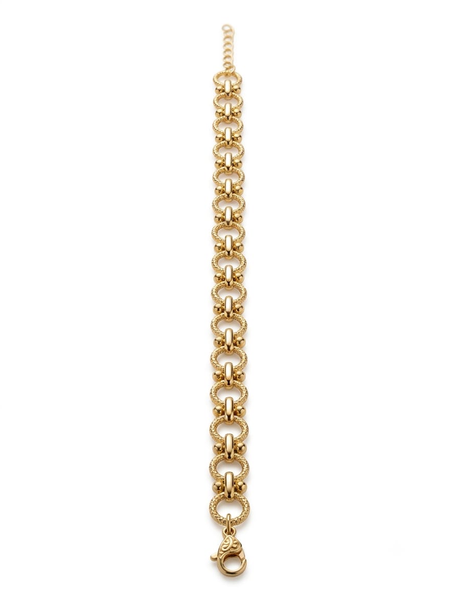 Pulsera de Eslabones Círculo - Acero Inoxidable Bañado en Oro