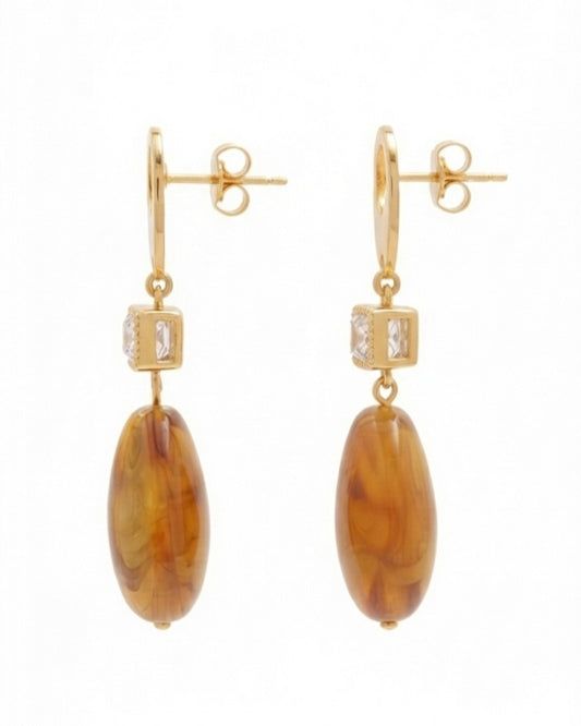Pendientes Gota Ámbar con Cristal