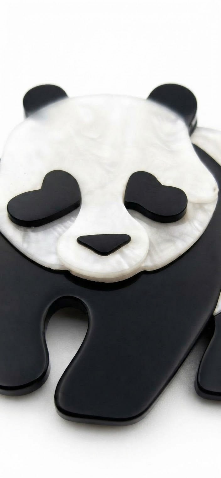 Broche oso panda resina acrílica detalle cara