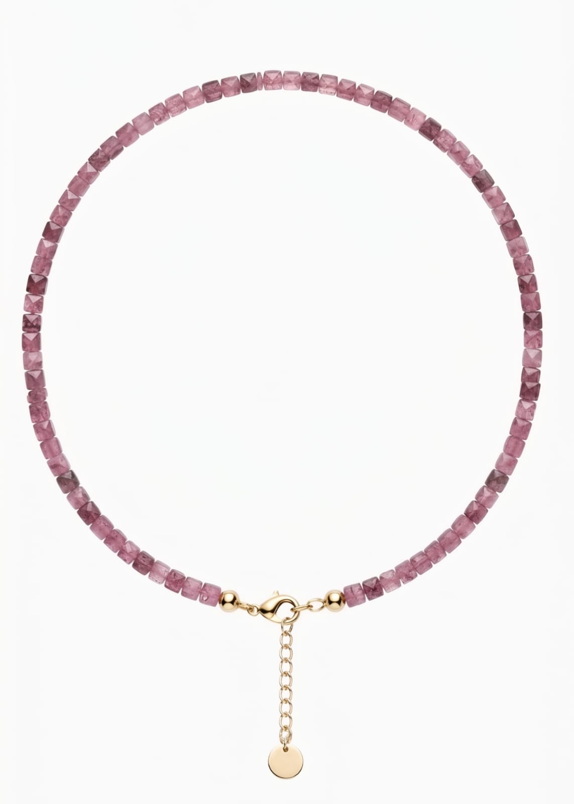 Collar completo de rubí natural con cierre y extensor dorados