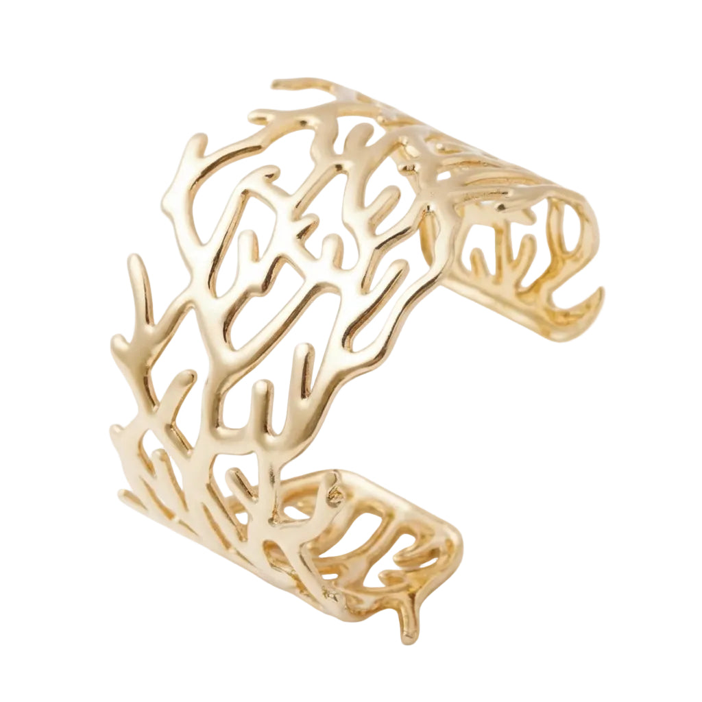 Brazalete coral acero bañado en oro