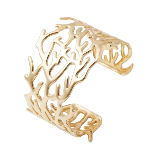 Brazalete coral acero bañado en oro