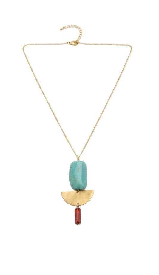 Collar Geométrico | Acero Dorado y Acrílico