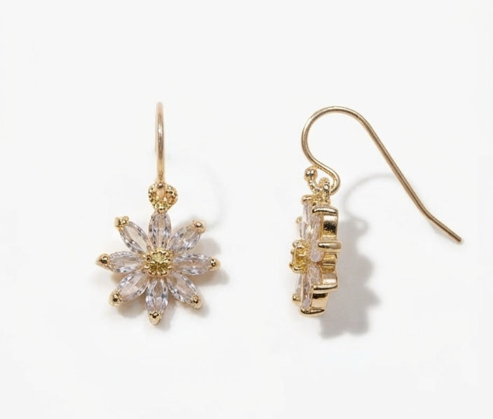 Pendientes Margarita Circonitas Cierre Hippie Dorado