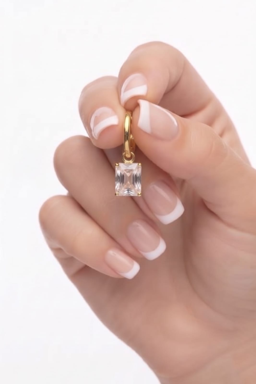 Surgical steel ring with rectangular zirconia
