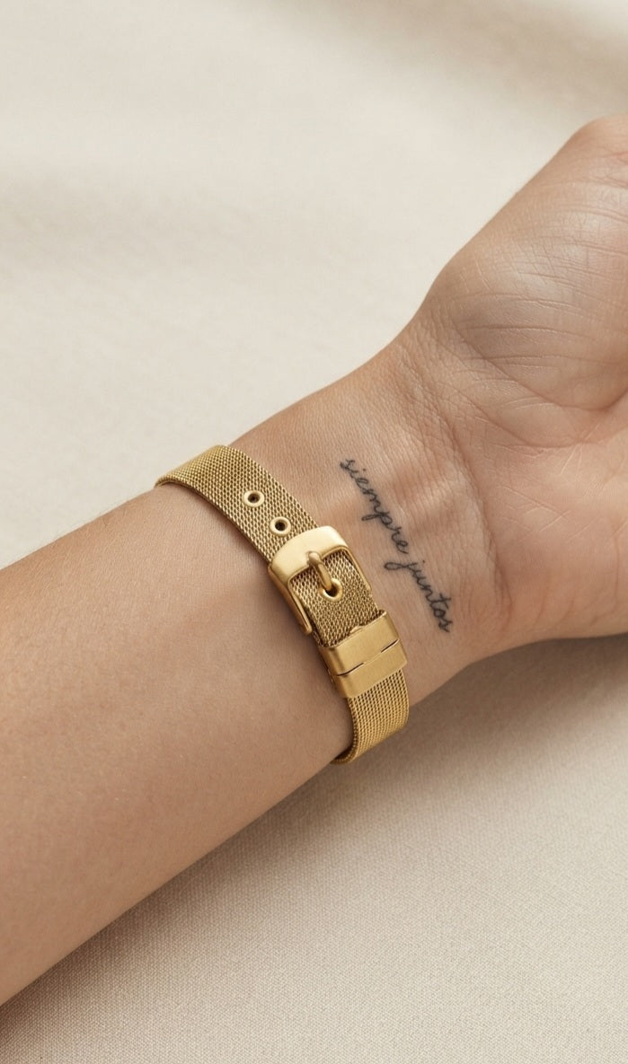 Pulsera Malla Correa Dorada