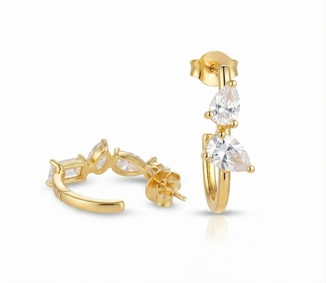 Pendientes desiguales circonitas detalle lateral