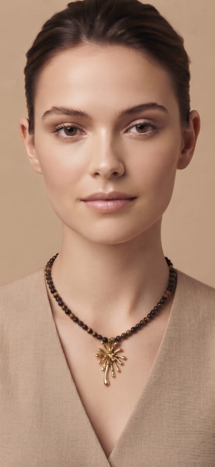 Collar de ojo de tigre de 4 mm con colgante de acero quirúrgico