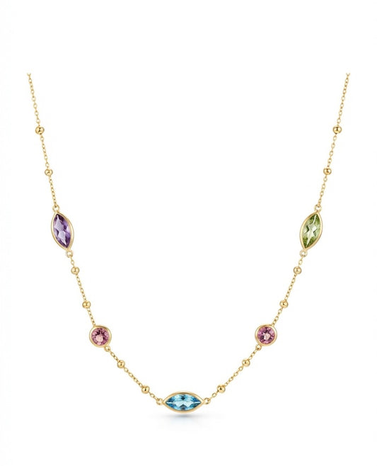 Gold-Tone Steel Multicolor Choker with Faceted Crystals