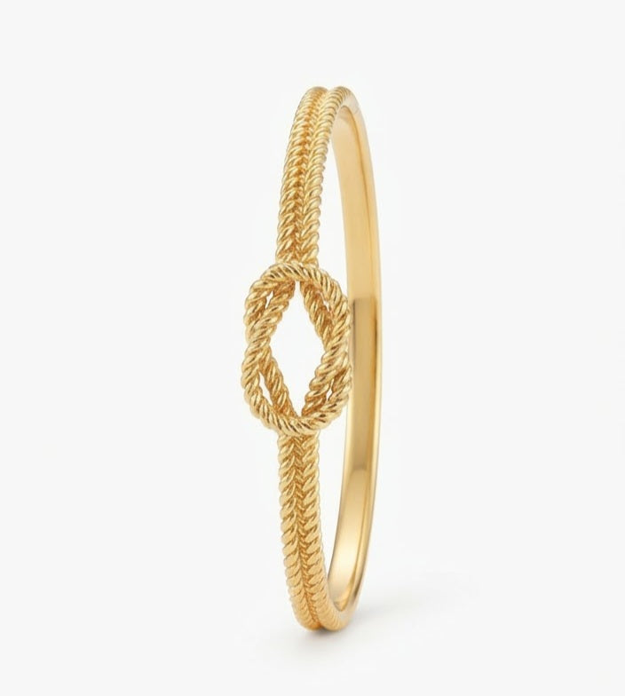 Pulsera nudo marinero acero dorado vista lateral