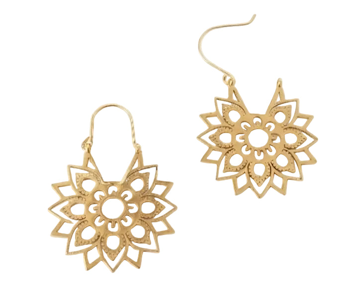 Pendientes Aro Mandala Calado Acero Dorado
