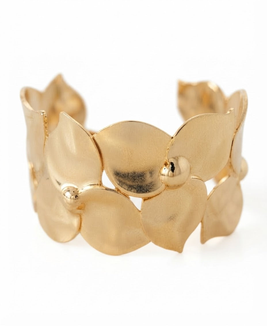 Brazalete hojas doradas acero vista lateral