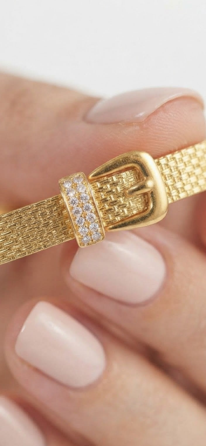 Pulsera correa acero dorado vista trasera cierre