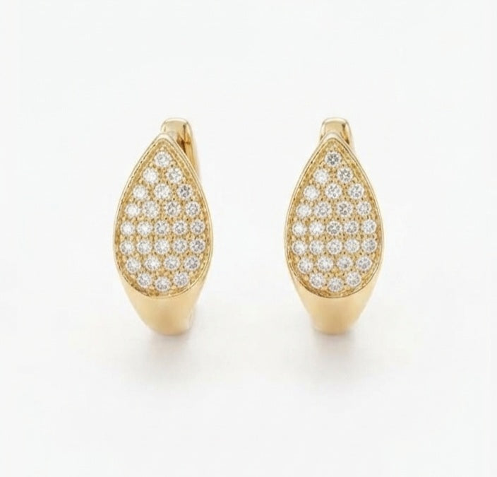 Aros Pavé Cristal Dorado Cierre Clic