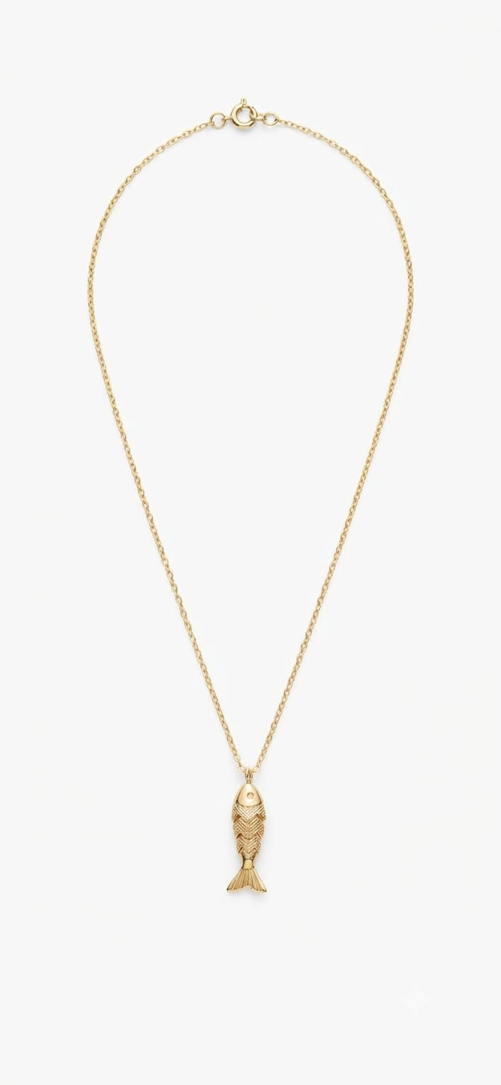 Collar Pez Articulado Acero Bañado en Oro