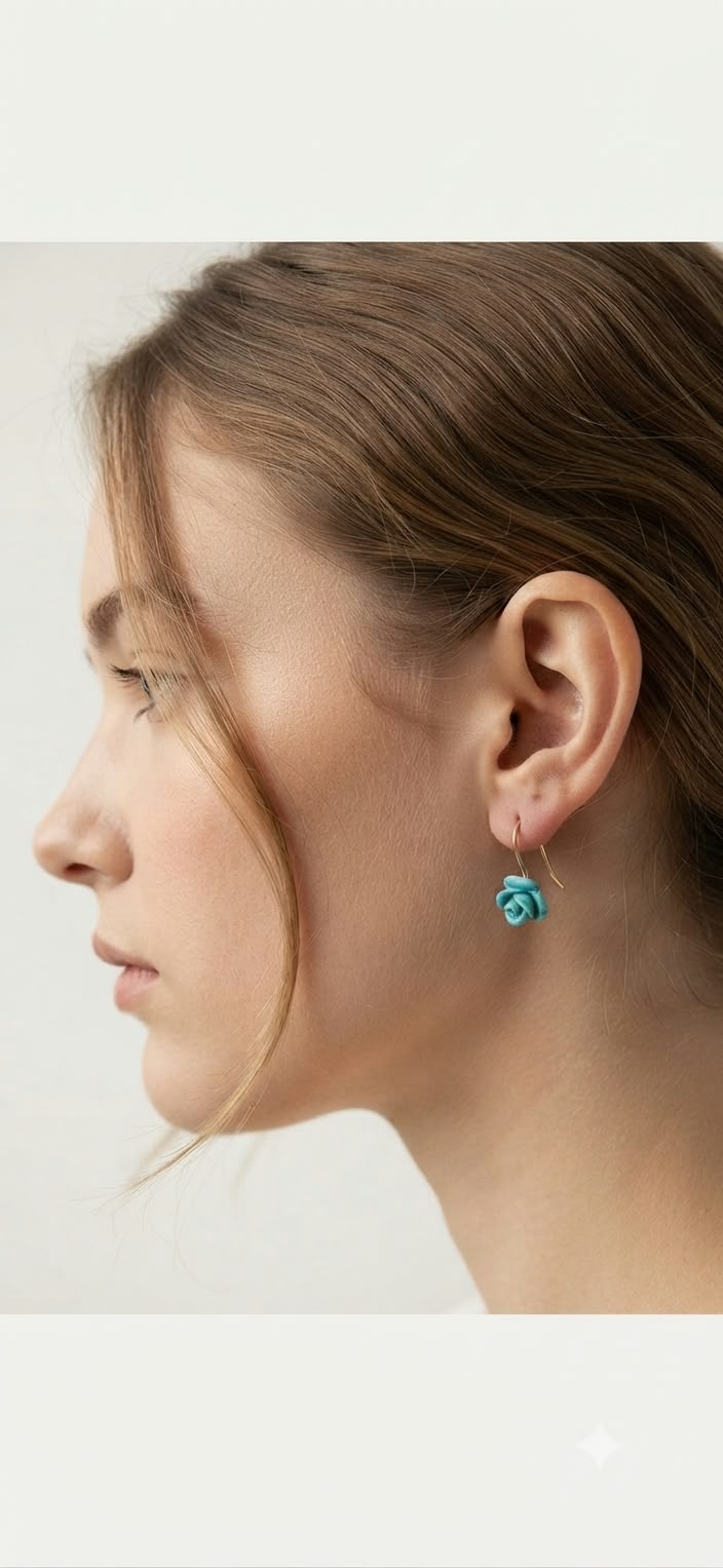 Pendientes rosa turquesa resina - modelo