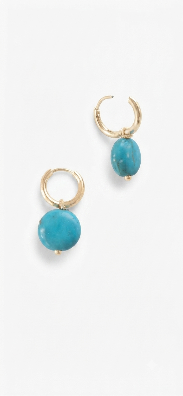 Pendientes Aro Dorado con Turquesa Howlita