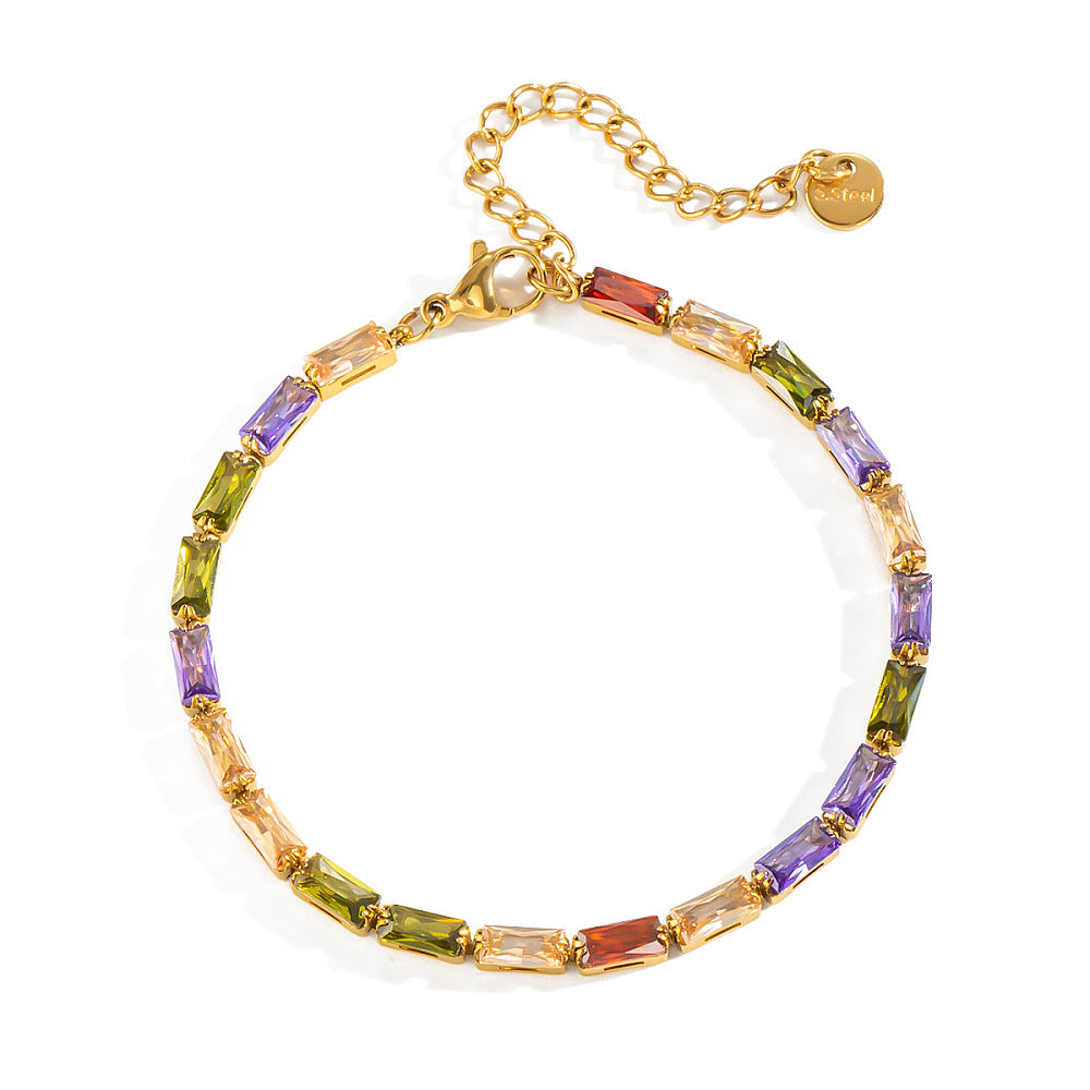 Pulsera de Cristales Multicolor Bañada en Oro