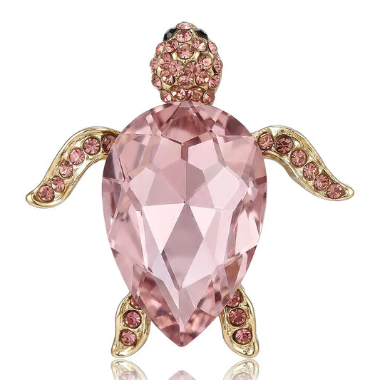 Broche Tortuga Aleación Cristal Rosa