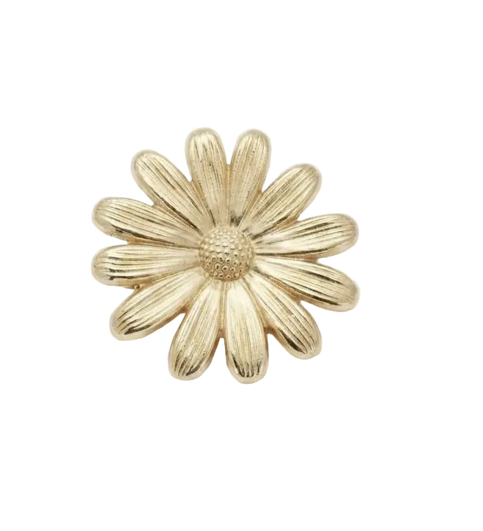 Broche margarita acero dorado vista completa