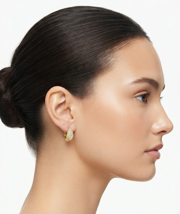 Aros pavé cristal dorado - puestos
