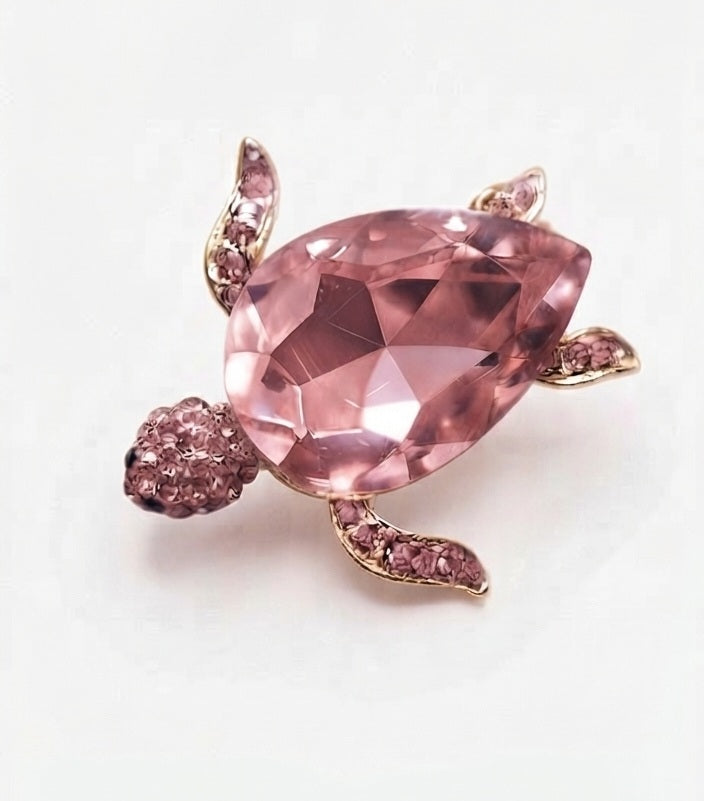 Broche Tortuga Aleación Cristal Rosa