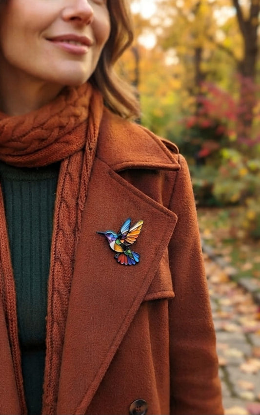 Enamelled Hummingbird Brooch · Multicolour