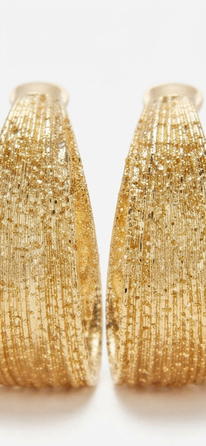 Aros anchos acero dorado textura rafia detalle textura